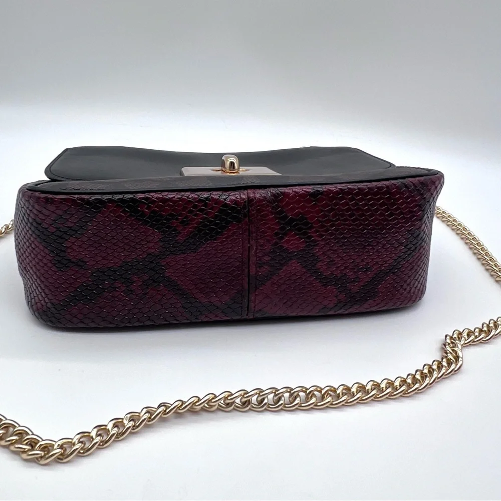 Coach Turnlock Chain Shoulder Bag 54182 Signature Canvas Python Like New - Picture 8 of 16
